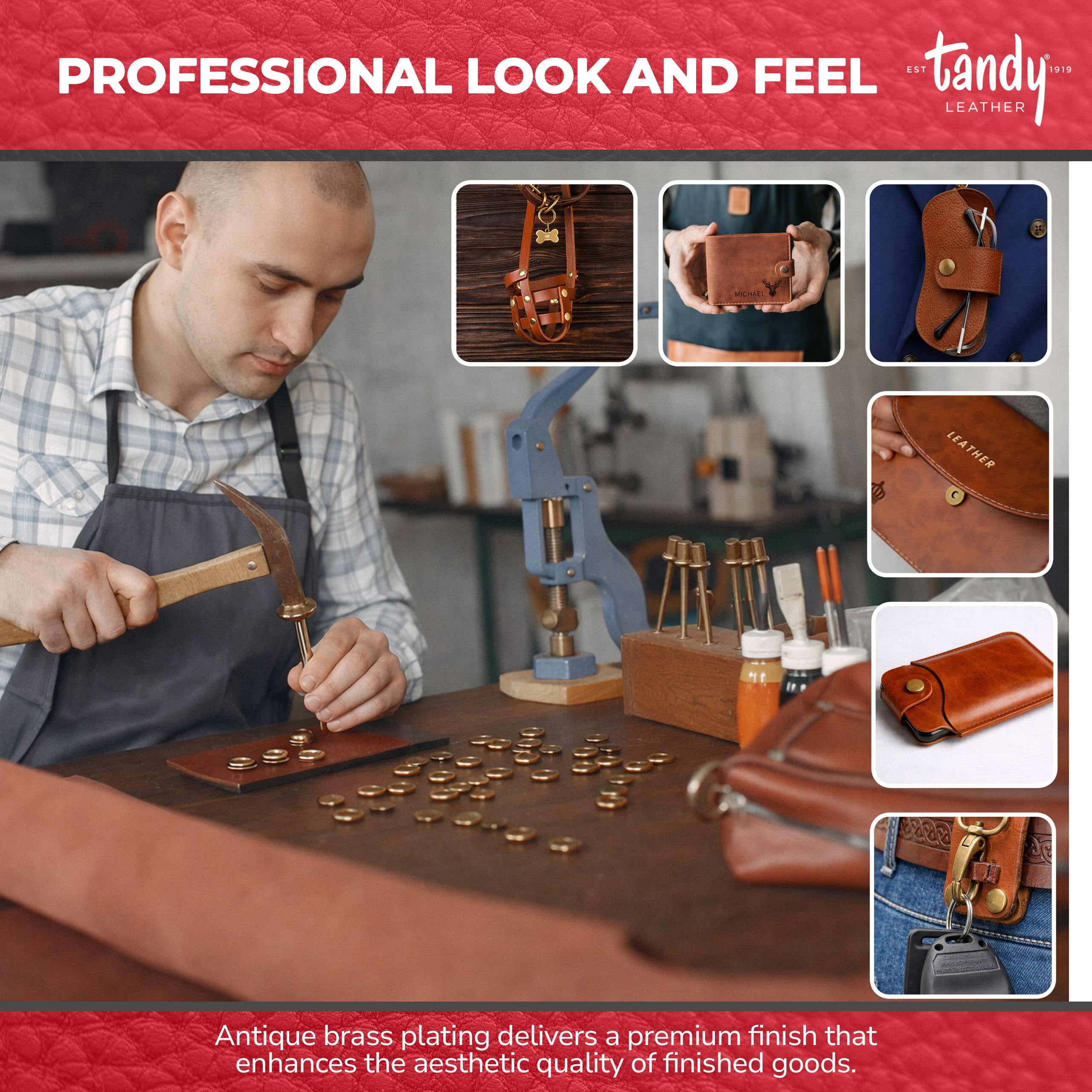 Tandy Leather Line 24 Snaps 10/pk 1263-01 (10, Antique Brass) - Image 4