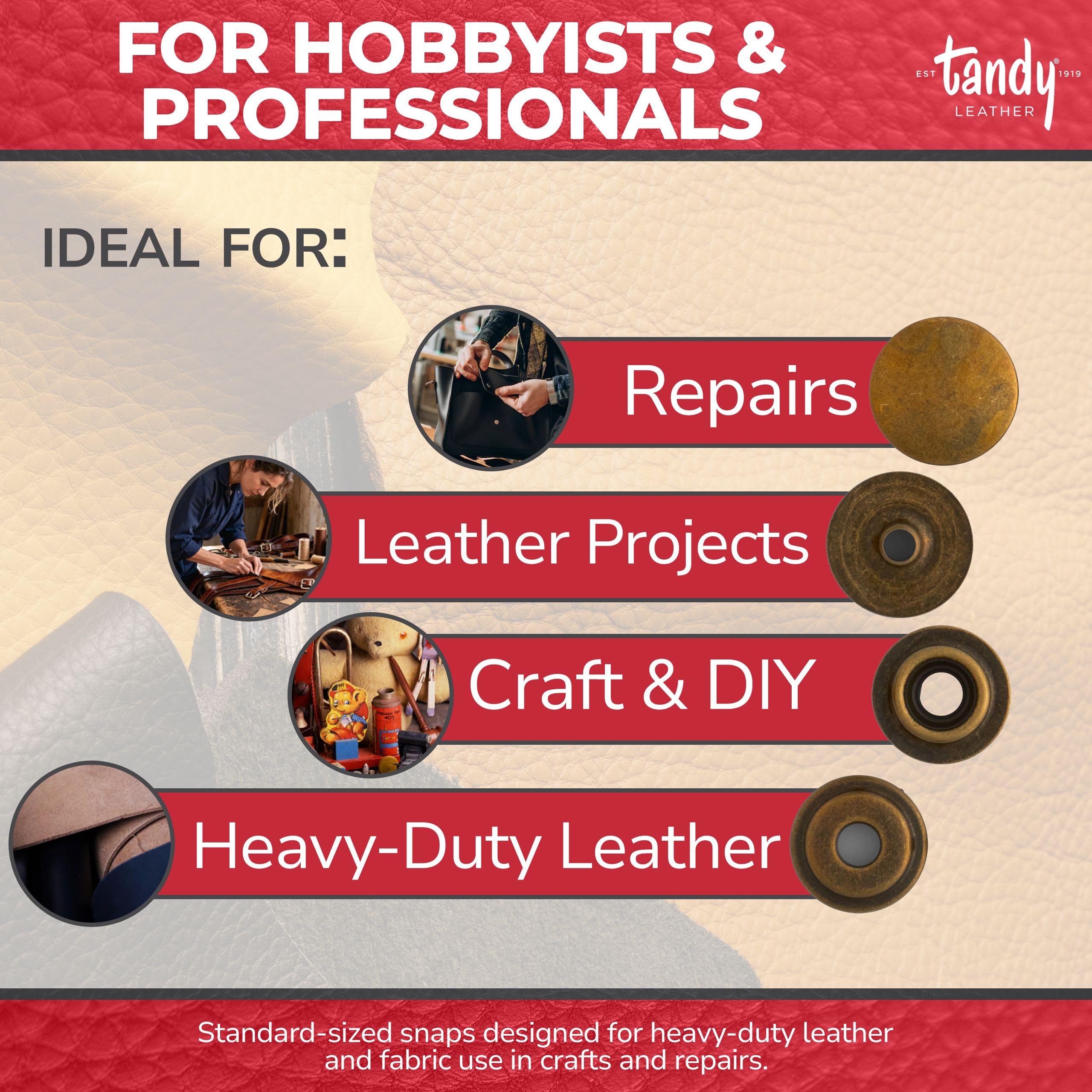 Tandy Leather Line 24 Snaps 10/pk 1263-01 (10, Antique Brass) - Image 5