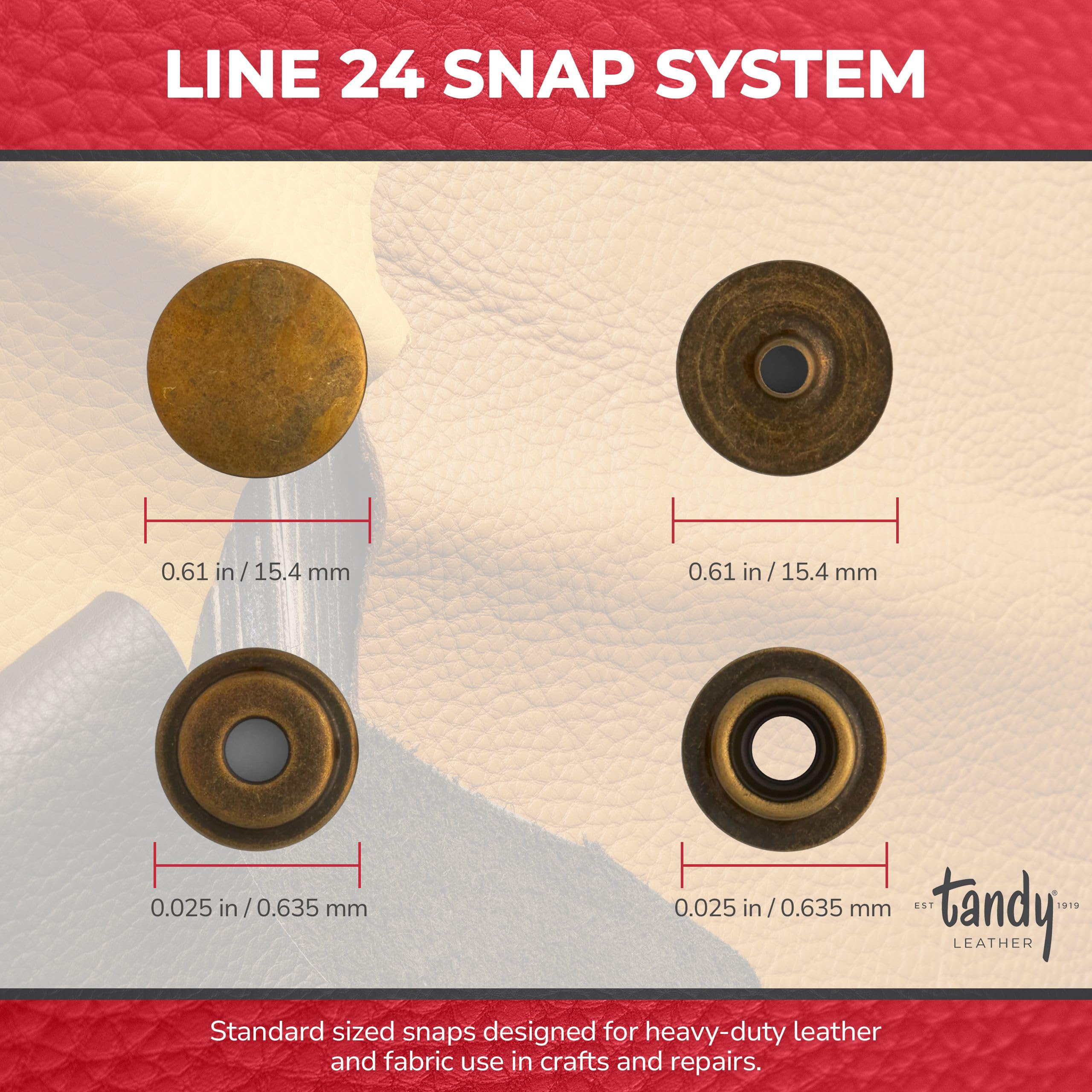 Tandy Leather Line 24 Snaps 10/pk 1263-01 (10, Antique Brass) - Image 7