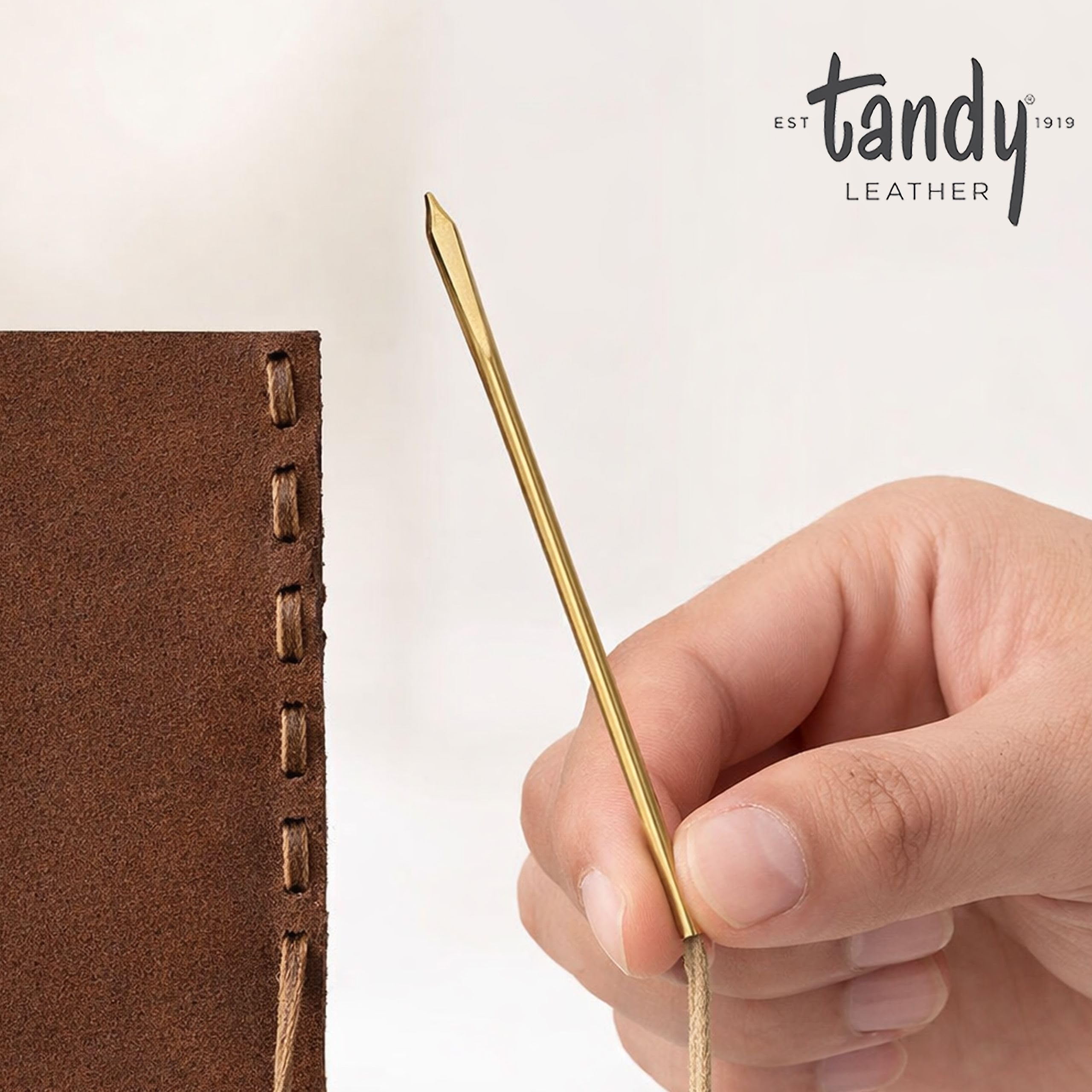 Tandy Leather Perma-Lok Needle - Brass Threaded Shaft Grips Leather Lace Firmly for Smooth Hand Lacing - Ideal for Heavy Leathercraft Projects - Image 5