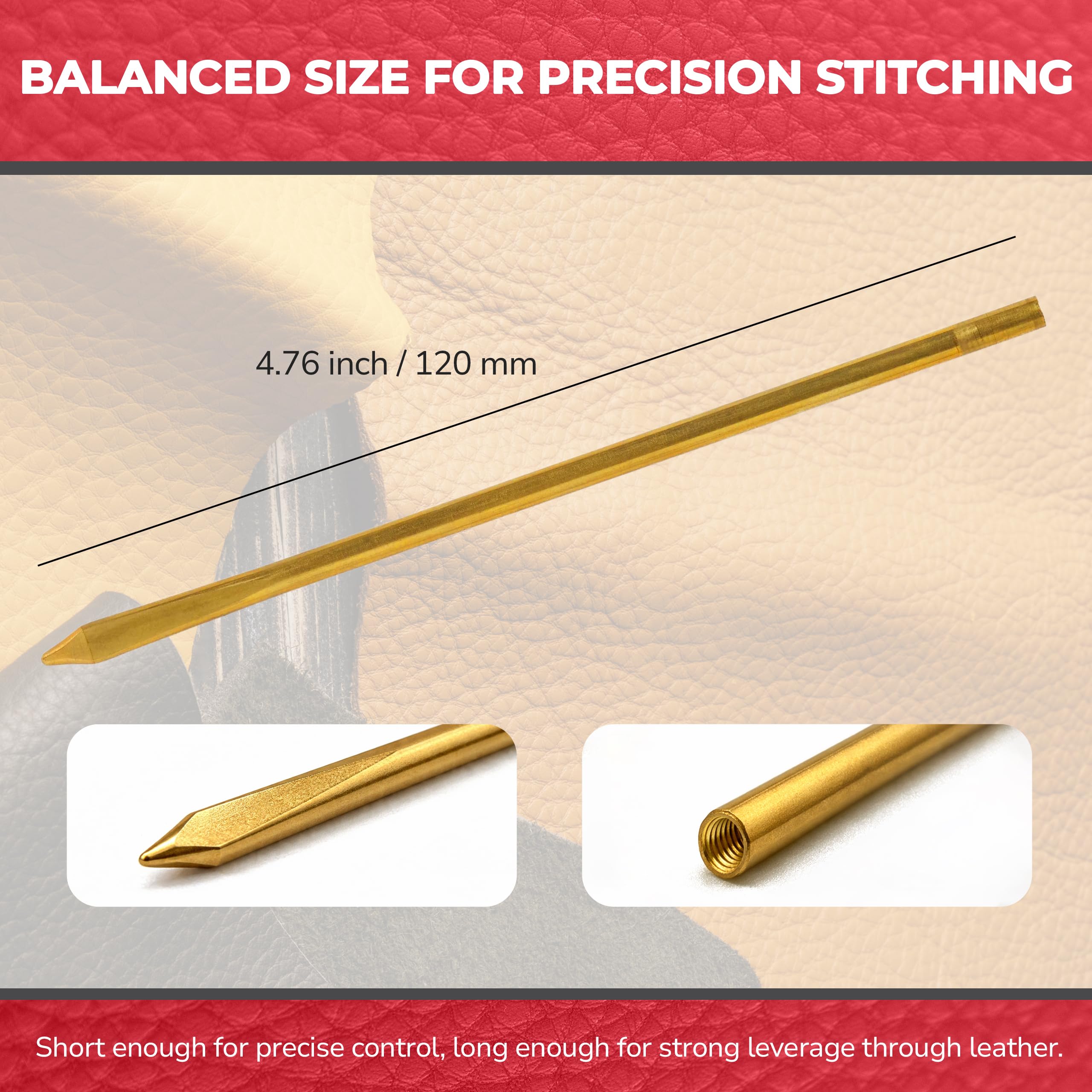 Tandy Leather Perma-Lok Needle - Brass Threaded Shaft Grips Leather Lace Firmly for Smooth Hand Lacing - Ideal for Heavy Leathercraft Projects - Image 6