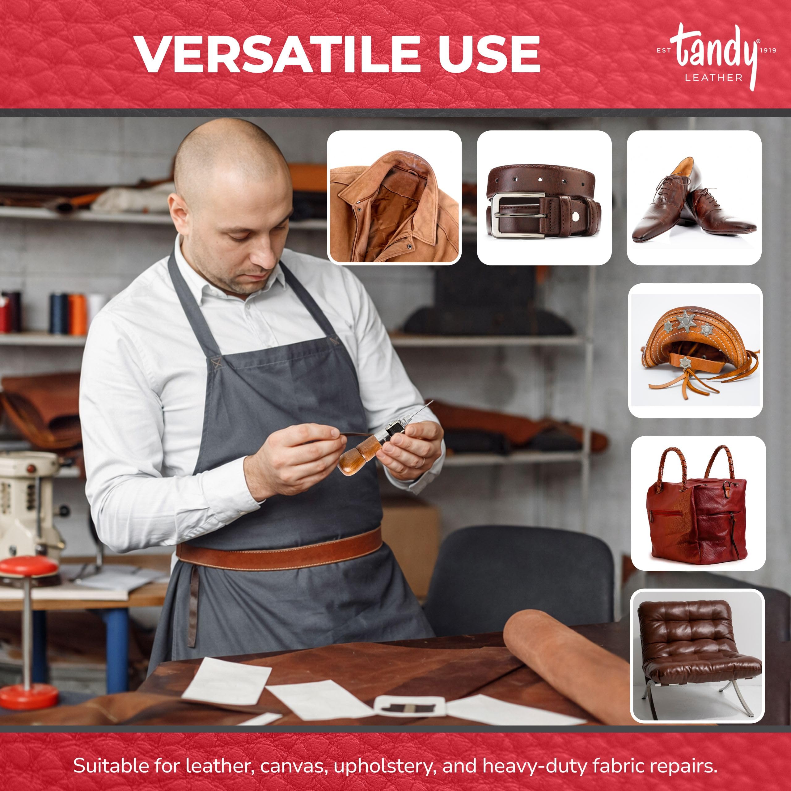 Tandy Leather Sewing Awl Kit - Strong Lock Stitch for Leather Canvas and Vinyl Repairs - Easy Control Sewing Tool for DIY and Craft Projects - Wood Handle - Image 5